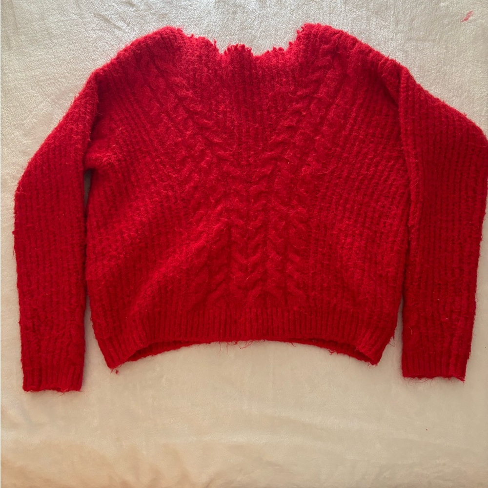 Cozy Red Cable Knit Sweater